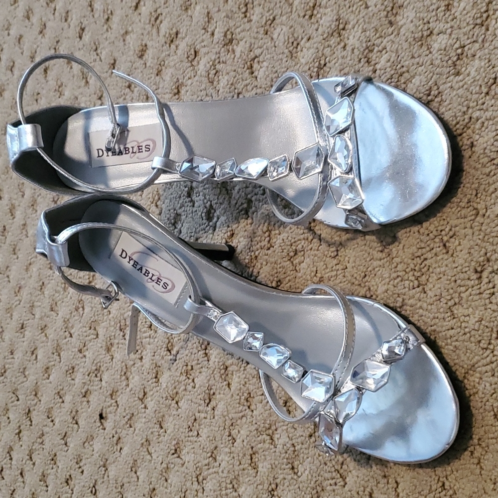 Silver, jeweled heels